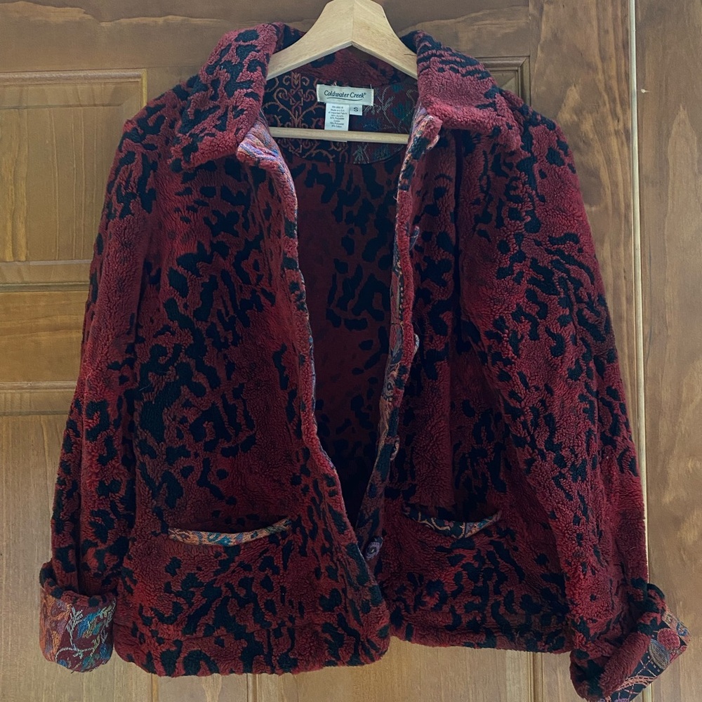 Leopard Print Jacket - Red & Black - Small